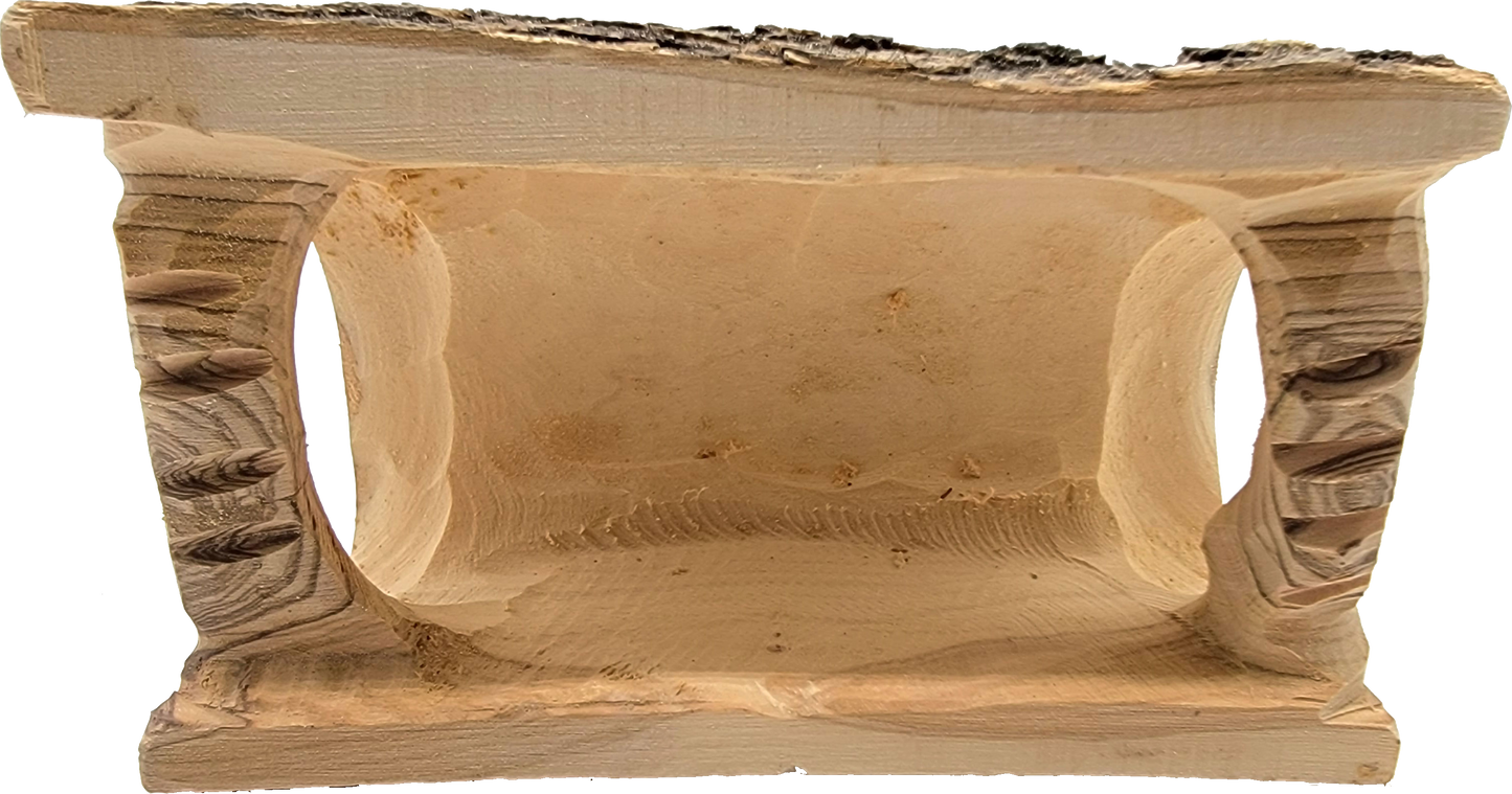 Hand-Carved Olive Wood Mini Tabletop Cave Stable Nativity from Bethlehem