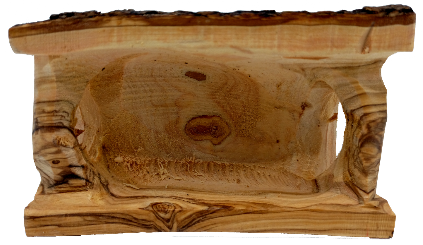 Hand-Carved Olive Wood Mini Tabletop Cave Stable Nativity from Bethlehem