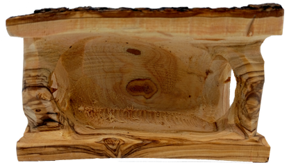 Hand-Carved Olive Wood Mini Tabletop Cave Stable Nativity from Bethlehem