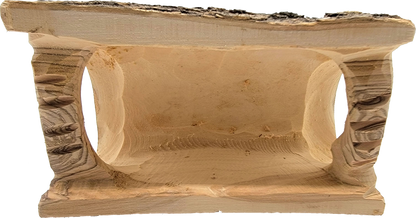 Hand-Carved Olive Wood Mini Tabletop Cave Stable Nativity from Bethlehem