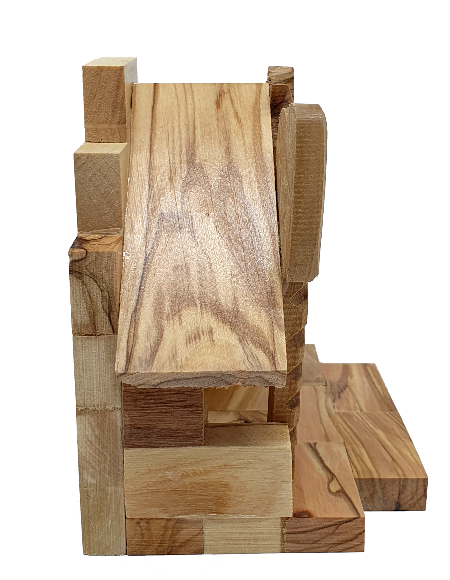 Hand-Carved Olive Wood Nativity Set with Bark Roof from Bethlehem