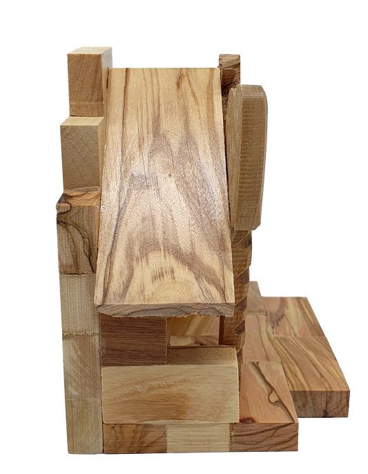 Hand-Carved Olive Wood Nativity Set with Bark Roof from Bethlehem