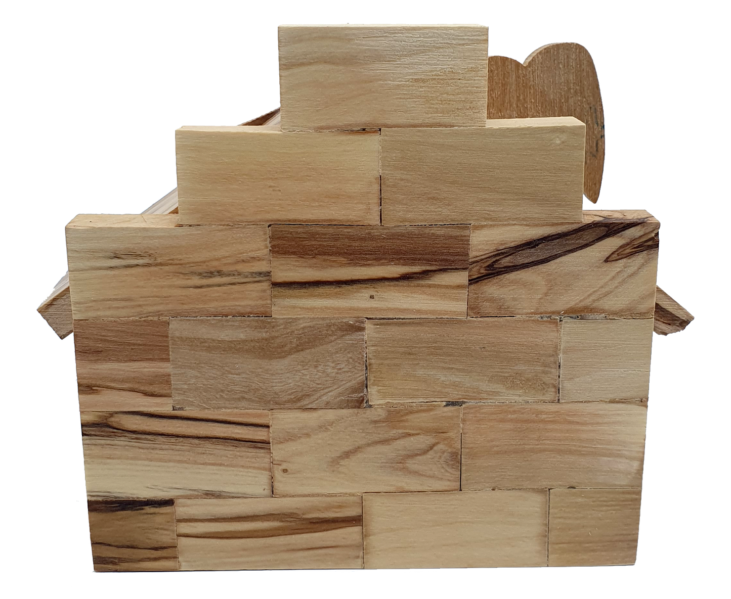 Hand-Carved Olive Wood Nativity Set with Bark Roof from Bethlehem