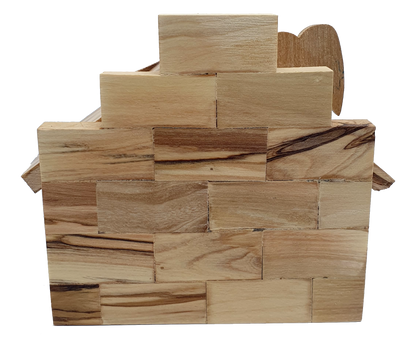 Hand-Carved Olive Wood Nativity Set with Bark Roof from Bethlehem