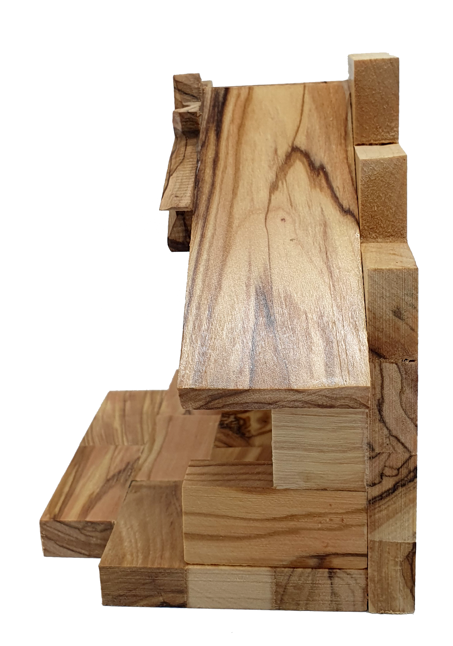 Hand-Carved Olive Wood Nativity Set with Bark Roof from Bethlehem