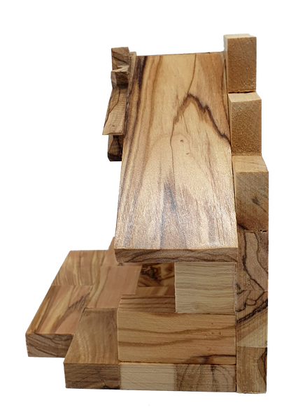 Hand-Carved Olive Wood Nativity Set with Bark Roof from Bethlehem