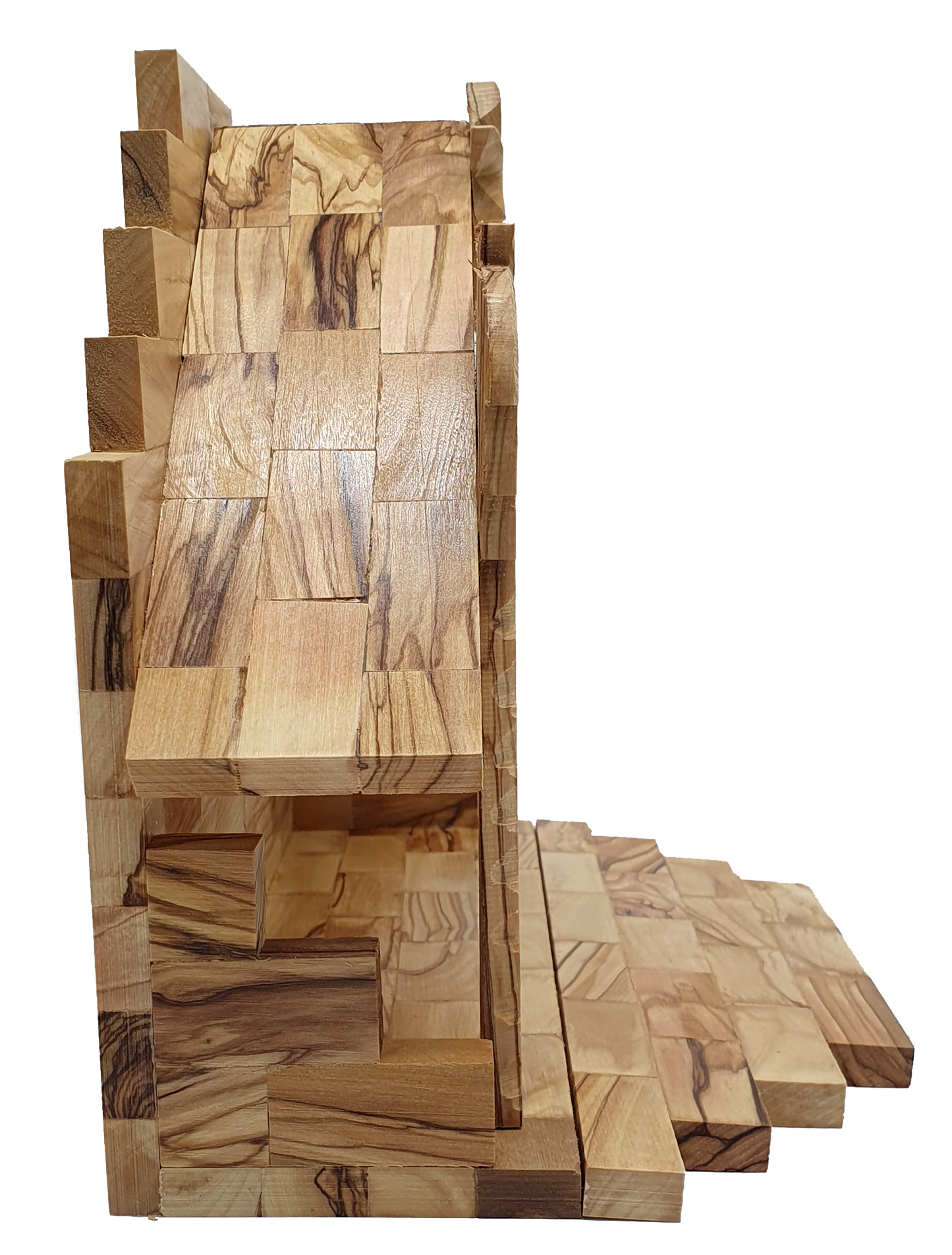 Hand-Carved Olive Wood Nativity Set with Bark Roof from Bethlehem