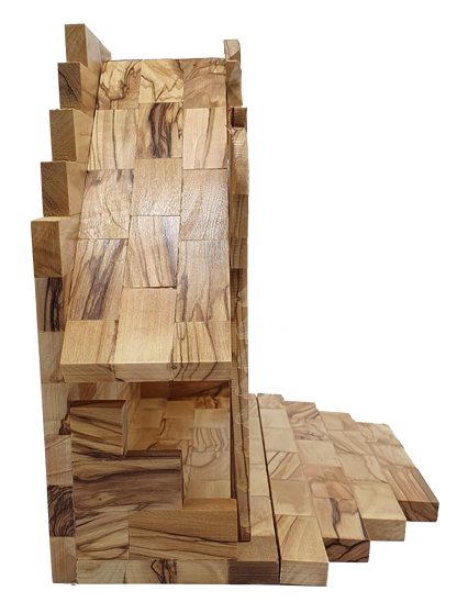 Hand-Carved Olive Wood Nativity Set with Bark Roof from Bethlehem