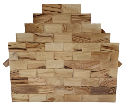 Hand-Carved Olive Wood Nativity Set with Bark Roof from Bethlehem