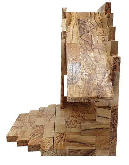 Hand-Carved Olive Wood Nativity Set with Bark Roof from Bethlehem