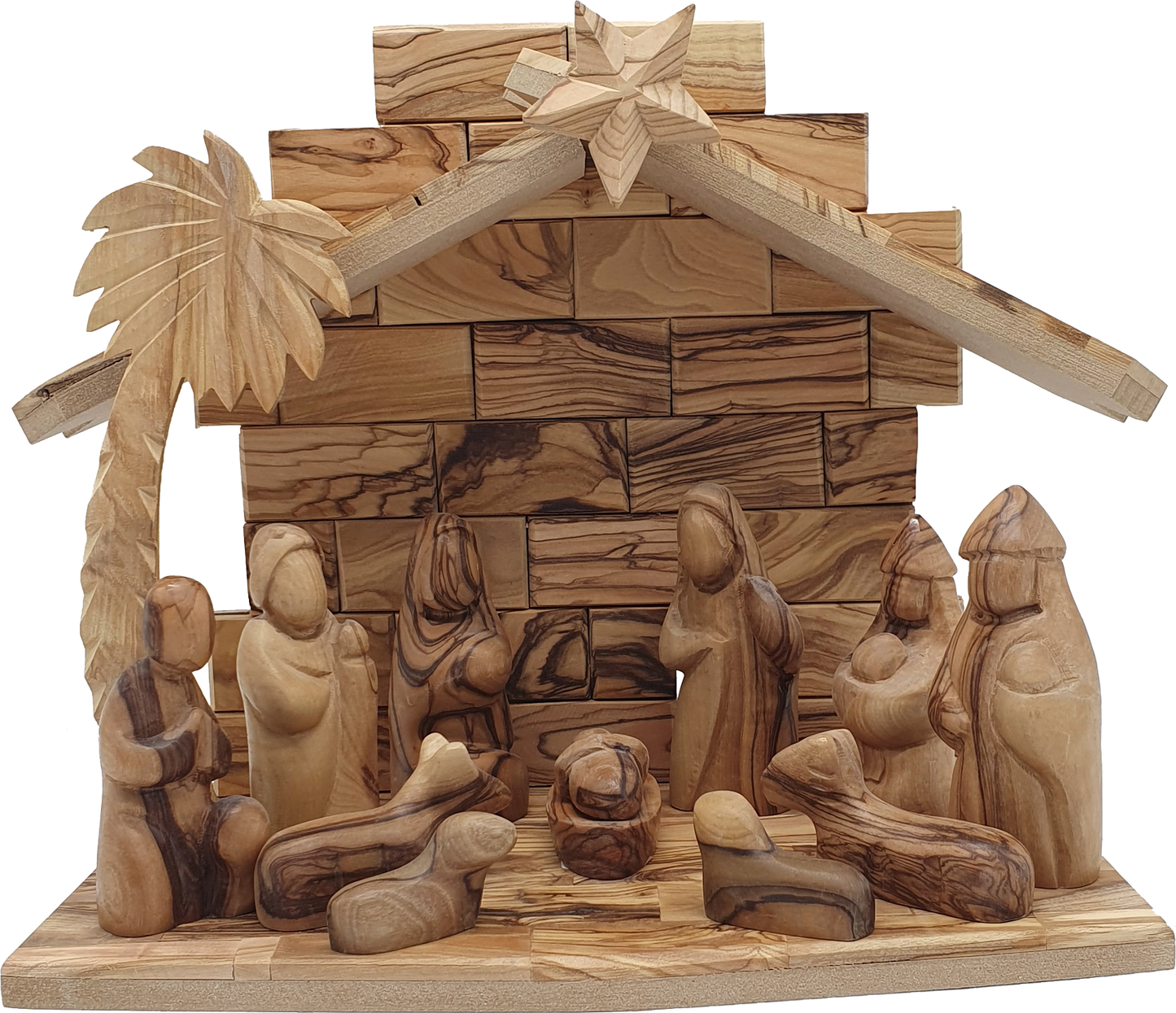 Olive Wood Nativity Stable from Bethlehem – Handcrafted Holy Land Manger