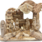Premium Hand-Carved Olive Wood Nativity Scene from Bethlehem with 12 Figurines and Stable (9.8 Inches Approximate)