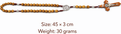 Olive Wood Rosary with Wooden Crucifix & Metal Medals | Classic Prayer Rosary