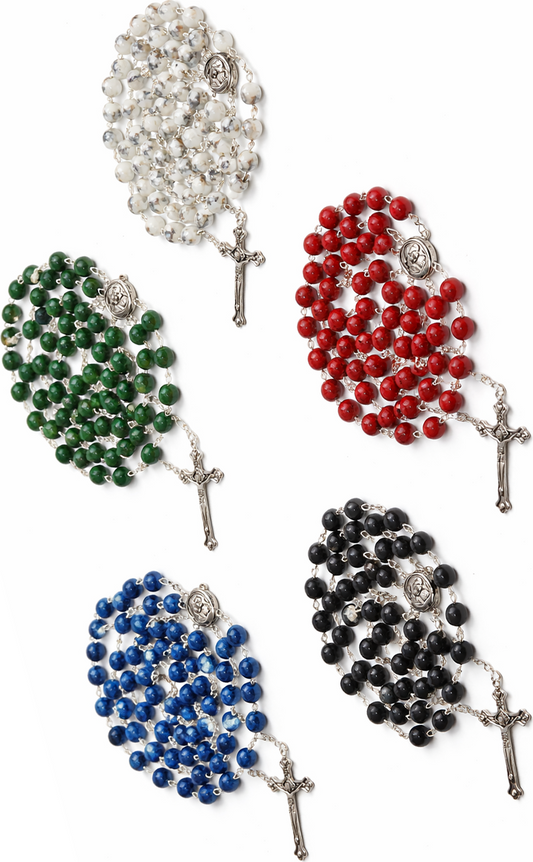 Catholic Prayer Rosary with Stone Beads – Choose Your Color - Handmade in Bethlehem | Zuluf
