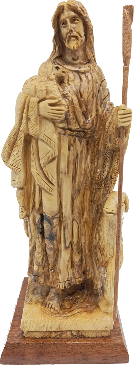 The Good Shepherd Olive Wood Statue of Jesus with Sheep from Bethlehem Holy Land