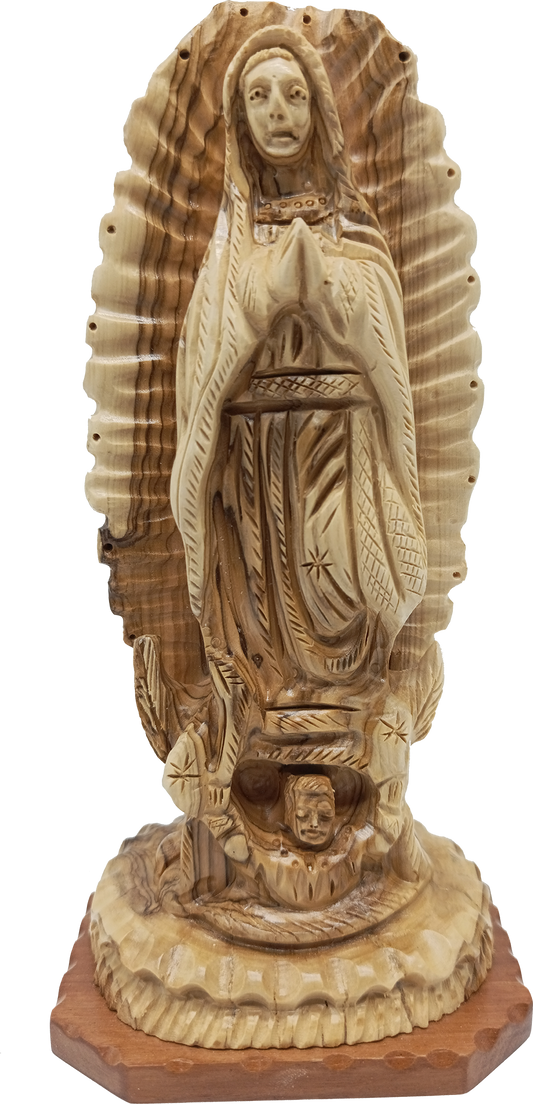 Our Lady of Guadalupe Hand Carved Olive Wood Statue from Bethlehem Holy Land