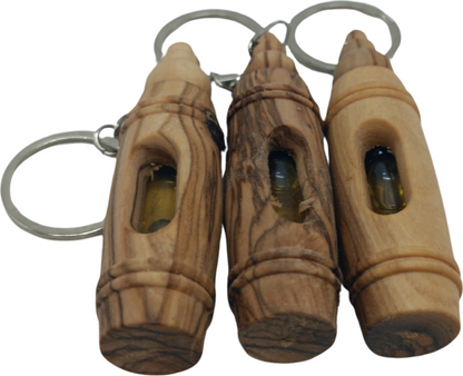Handcrafted Olive Wood Keychain with Encased Pure Olive Oil – Unique and Symbolic Gift