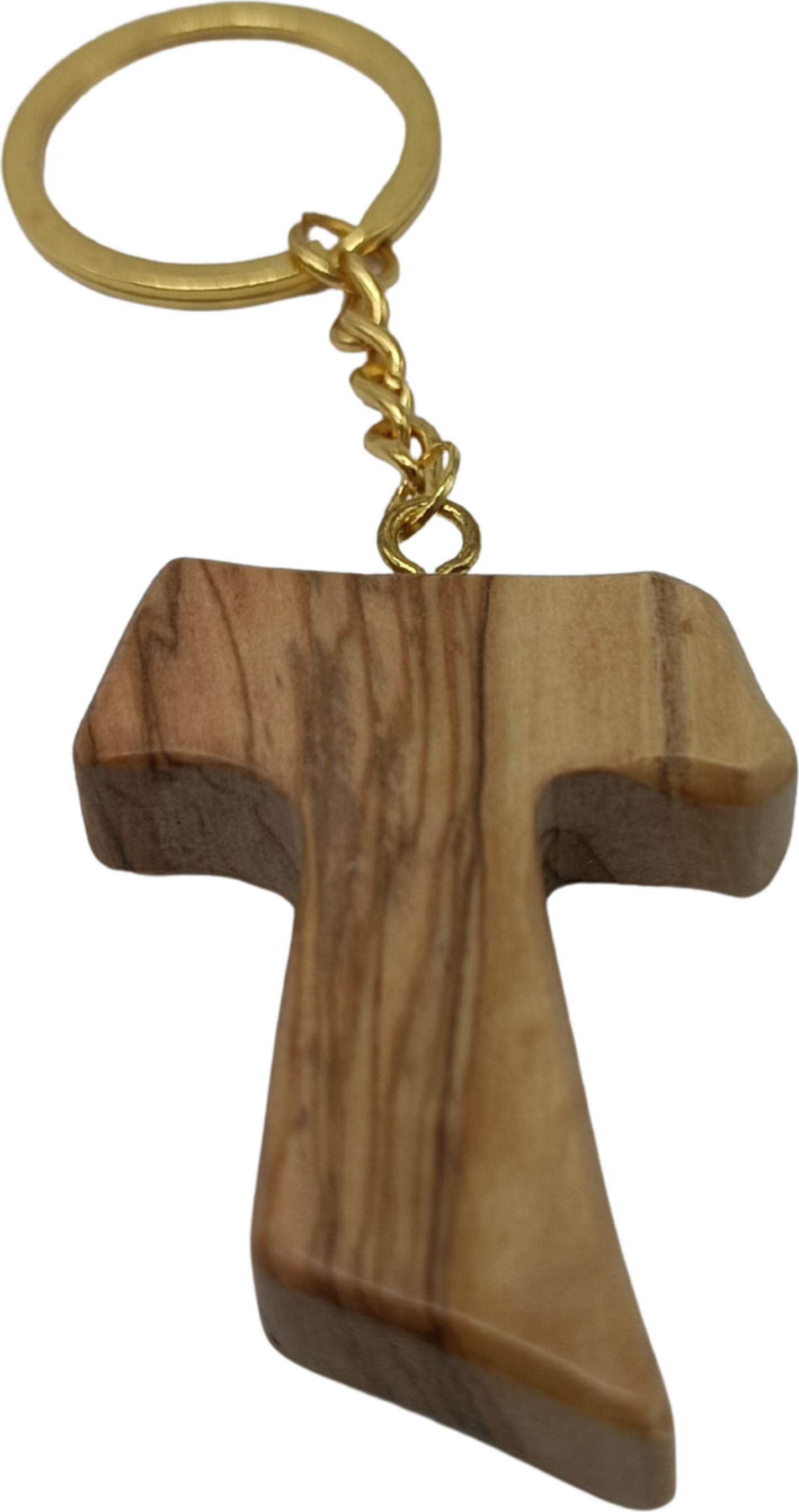 Hand crafted Olive Wood Tau Cross Keychain – Symbol of Faith and Protection