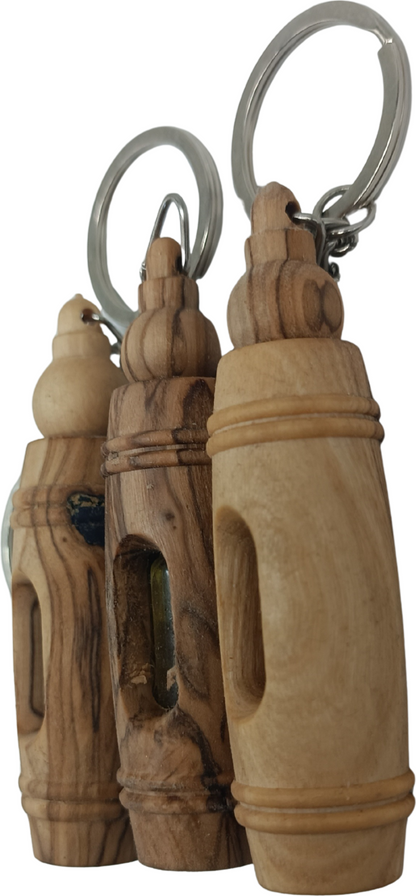 Handcrafted Olive Wood Keychain with Encased Pure Olive Oil – Unique and Symbolic Gift