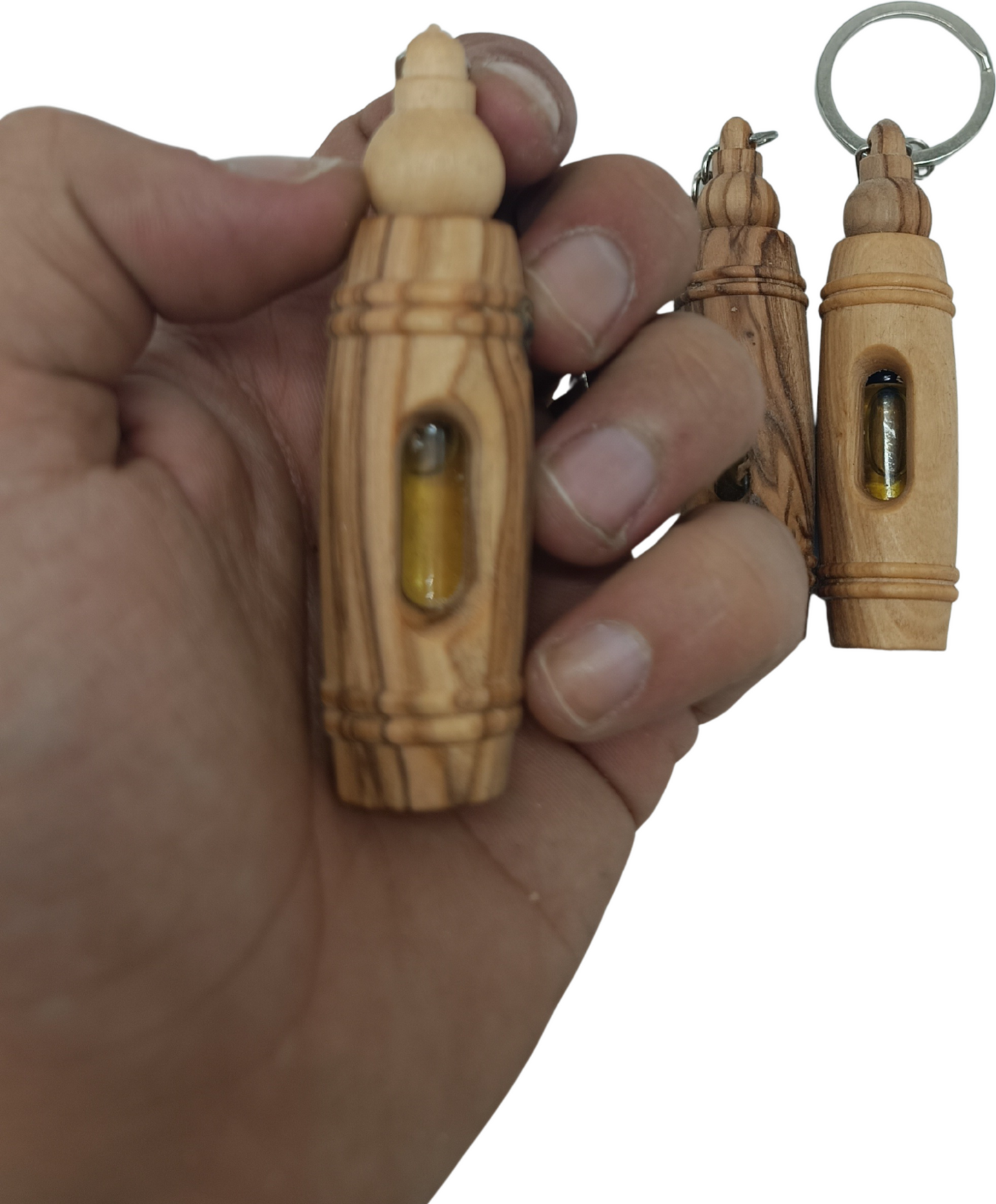 Handcrafted Olive Wood Keychain with Encased Pure Olive Oil – Unique and Symbolic Gift