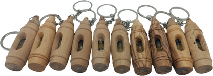 Handcrafted Olive Wood Keychain with Encased Pure Olive Oil – Unique and Symbolic Gift