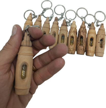 Handcrafted Olive Wood Keychain with Encased Pure Olive Oil – Unique and Symbolic Gift