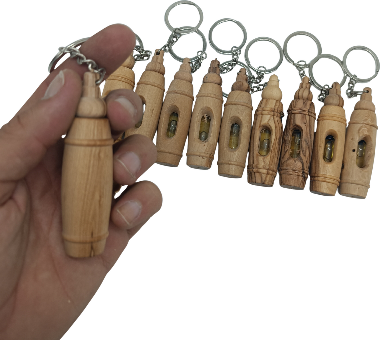 Handcrafted Olive Wood Keychain with Encased Pure Olive Oil – Unique and Symbolic Gift