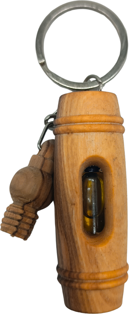 Handcrafted Olive Wood Keychain with Encased Pure Olive Oil – Unique and Symbolic Gift