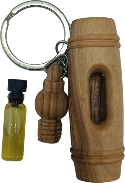 Handcrafted Olive Wood Keychain with Encased Pure Olive Oil – Unique and Symbolic Gift