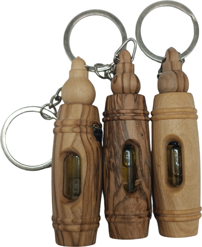 Handcrafted Olive Wood Keychain with Encased Pure Olive Oil – Unique and Symbolic Gift