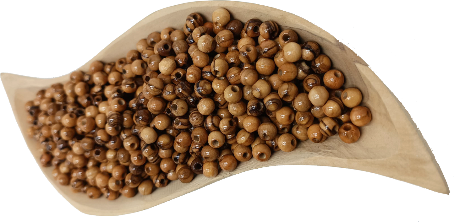6mm Round Handcrafted Olive Wood Beads from Bethlehem