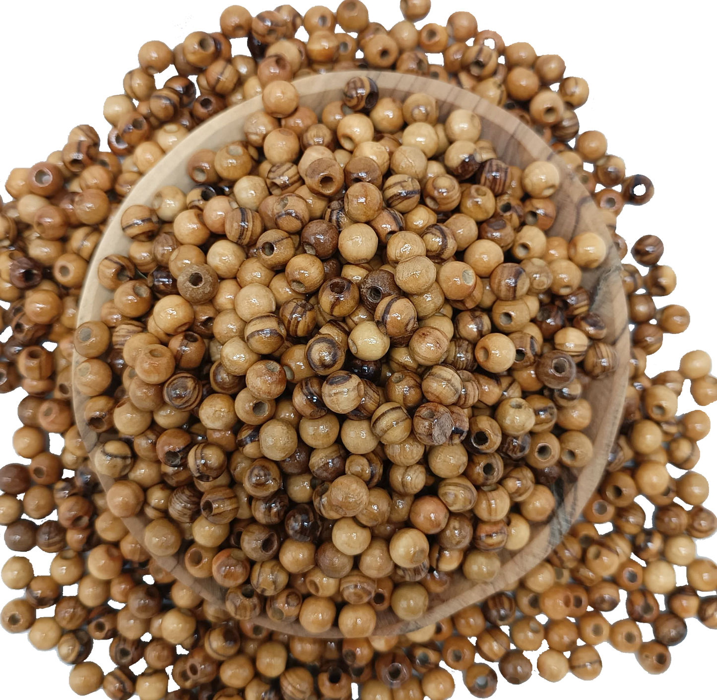 6mm Round Handcrafted Olive Wood Beads from Bethlehem