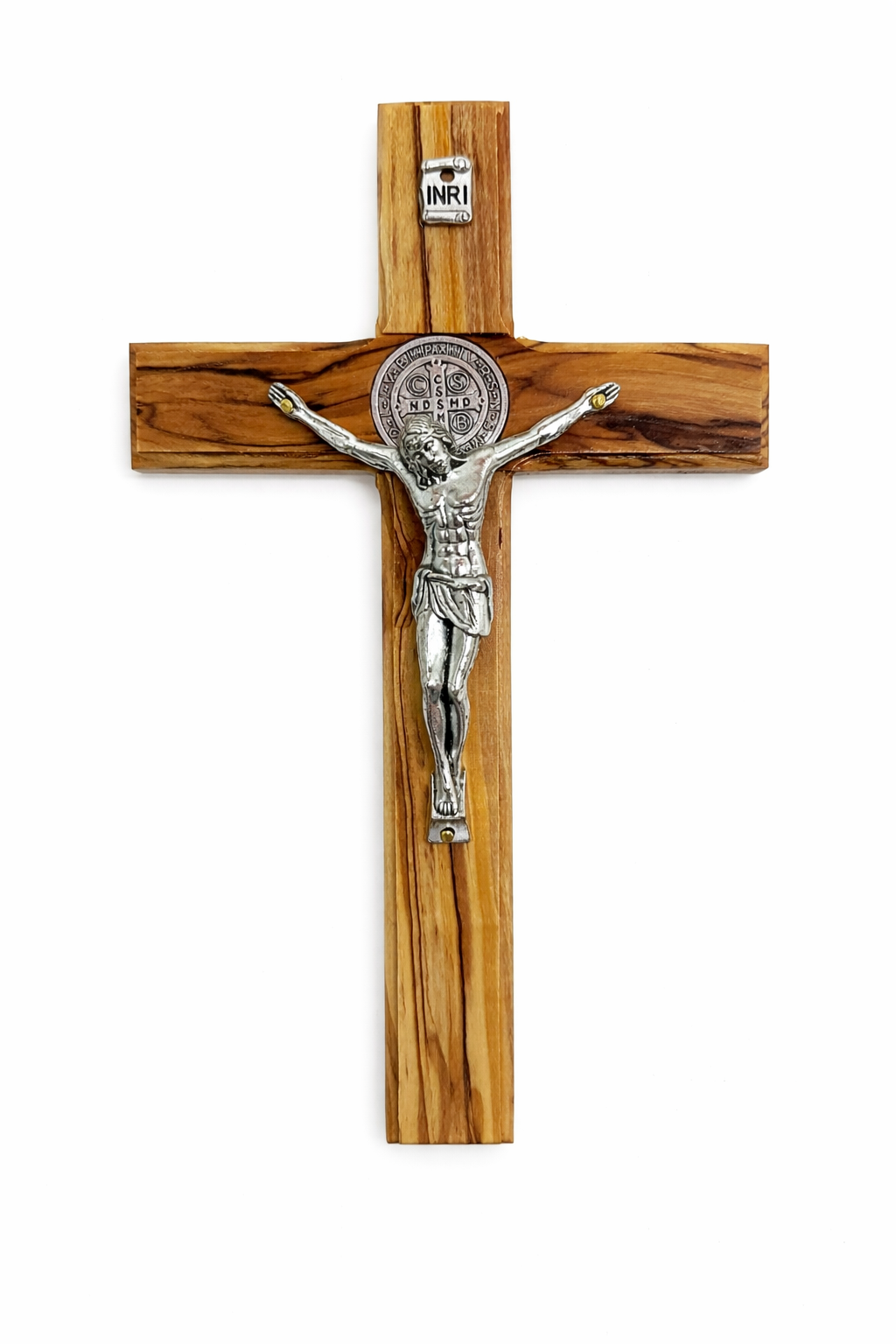 Handmade Olive Wood Saint Benedict Crucifix from Bethlehem – Catholic Wall Cross with - Additional View 12