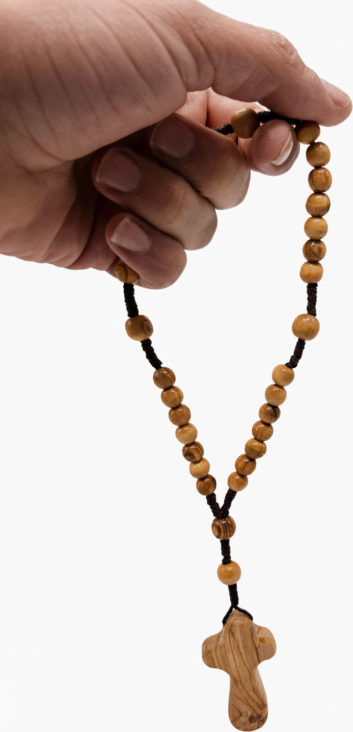 Handmade Olive Wood Rosary with Cross | Crafted in Bethlehem, Holy Land