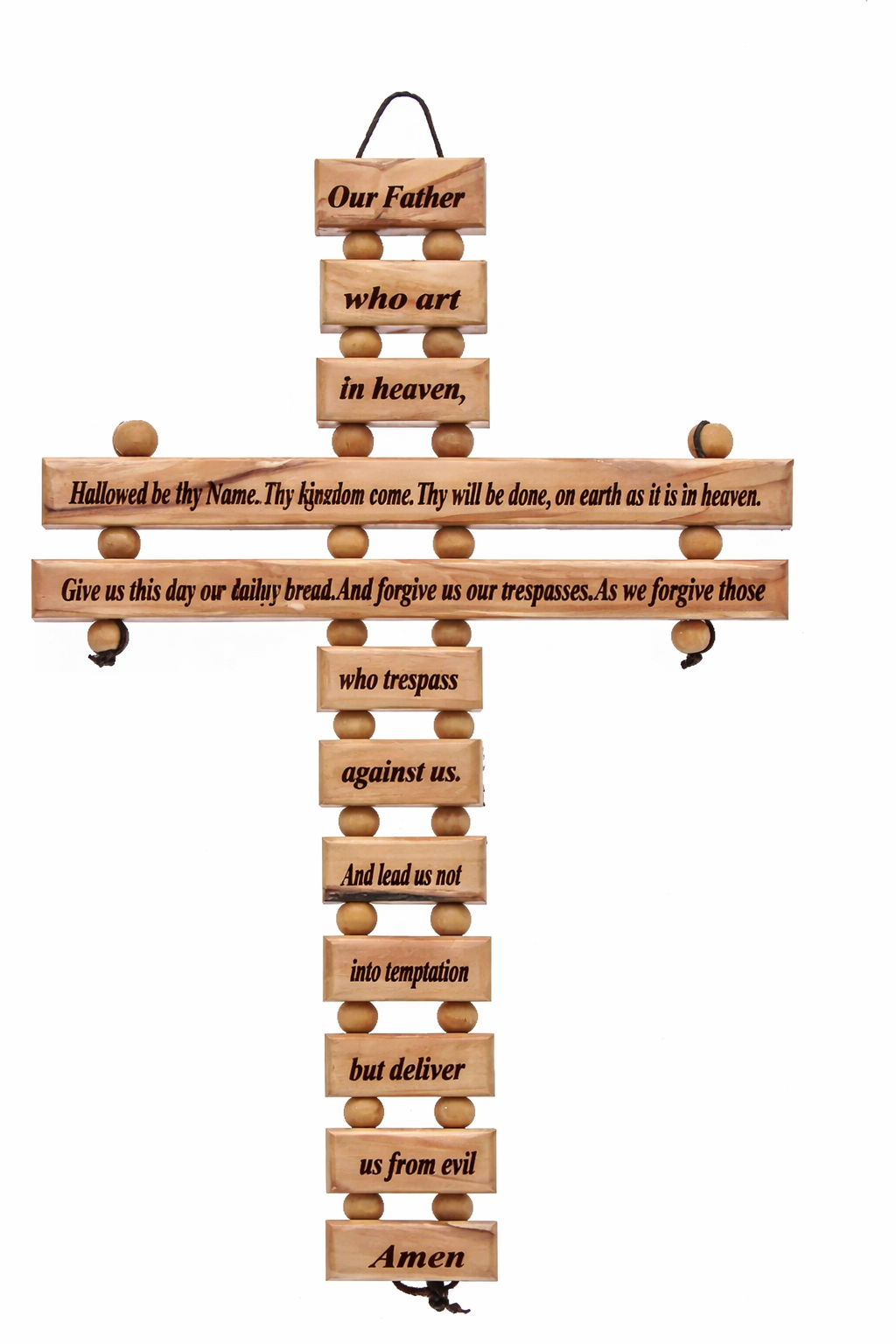 Olive Wood Lords Prayer Cross Wall Hanging - Additional View 3