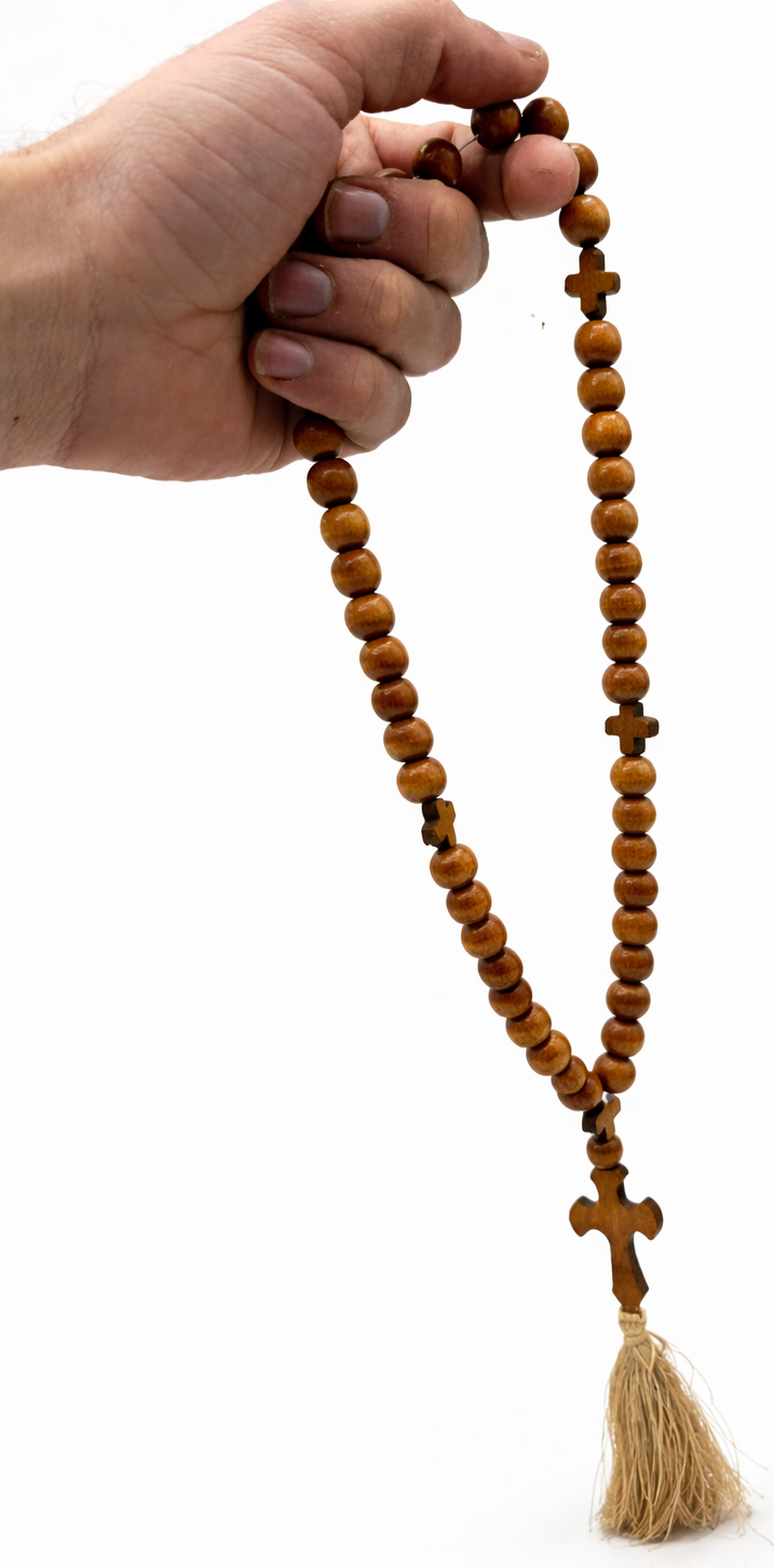 Handmade Olive Wood Rosary with Cross & Tassel | Crafted in Bethlehem, Holy Land