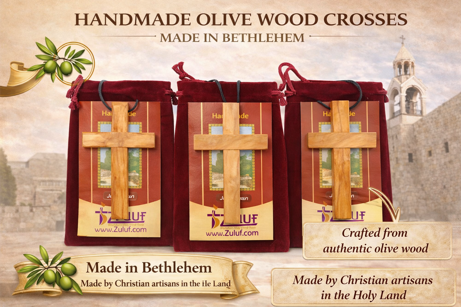 Handmade Olive Wood Cross Pendant Necklace for All Ages - Additional View 12