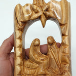 Abstract Nativity Scene Sculpture with Bethlehem Star - Hand - Carved Olive Wood from the Holy Land | Religious Home Decor & Gift | 6.5x4.1x1.8", 280g - Zuluf