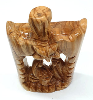 Abstract Nativity Scene Sculpture with Bethlehem Star - Hand - Carved Olive Wood from the Holy Land | Religious Home Decor & Gift | 6.5x4.1x1.8", 280g - Zuluf