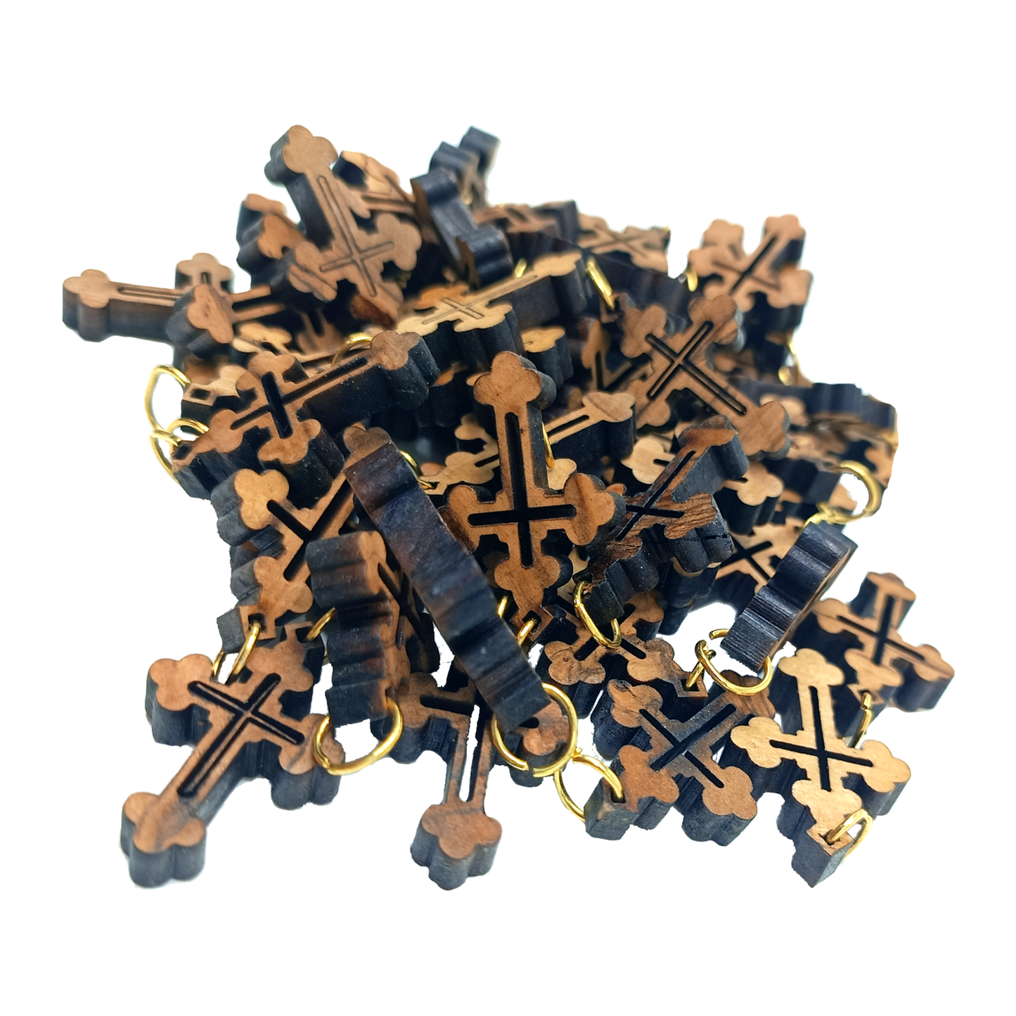 Handcrafted Wooden Cross Charm Pendant – 1.18" x 0.78" Laser-Cut Religious Jewelry - Handmade in Bethlehem | Zuluf