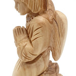 Angel Praying Olive Wood Carving - Handcrafted Spiritual Sculpture, Divine Prayer Figurine for Home Decor and Gifts 4.9 - Inch - Zuluf