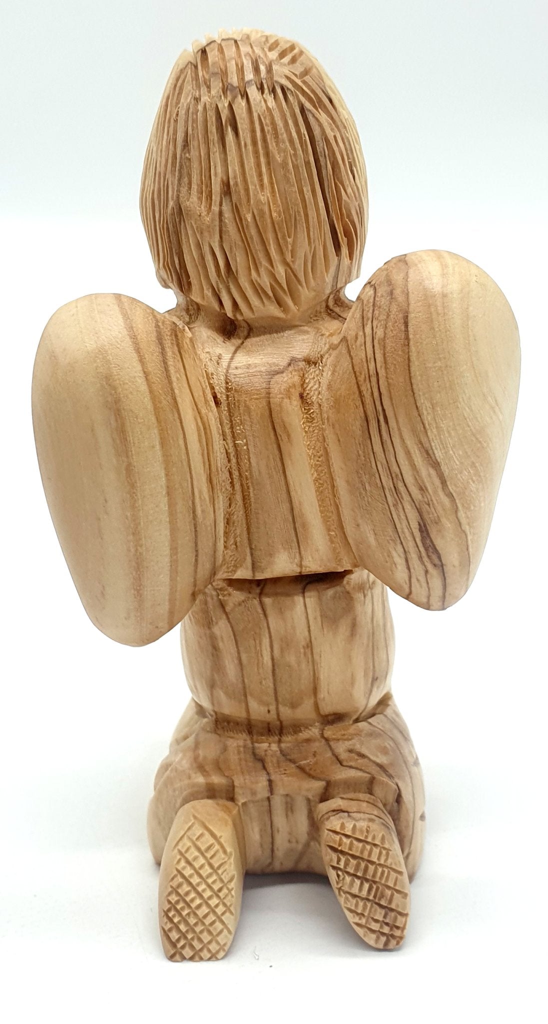 Angel Praying Olive Wood Carving - Handcrafted Spiritual Sculpture, Divine Prayer Figurine for Home Decor and Gifts 4.9 - Inch - Zuluf