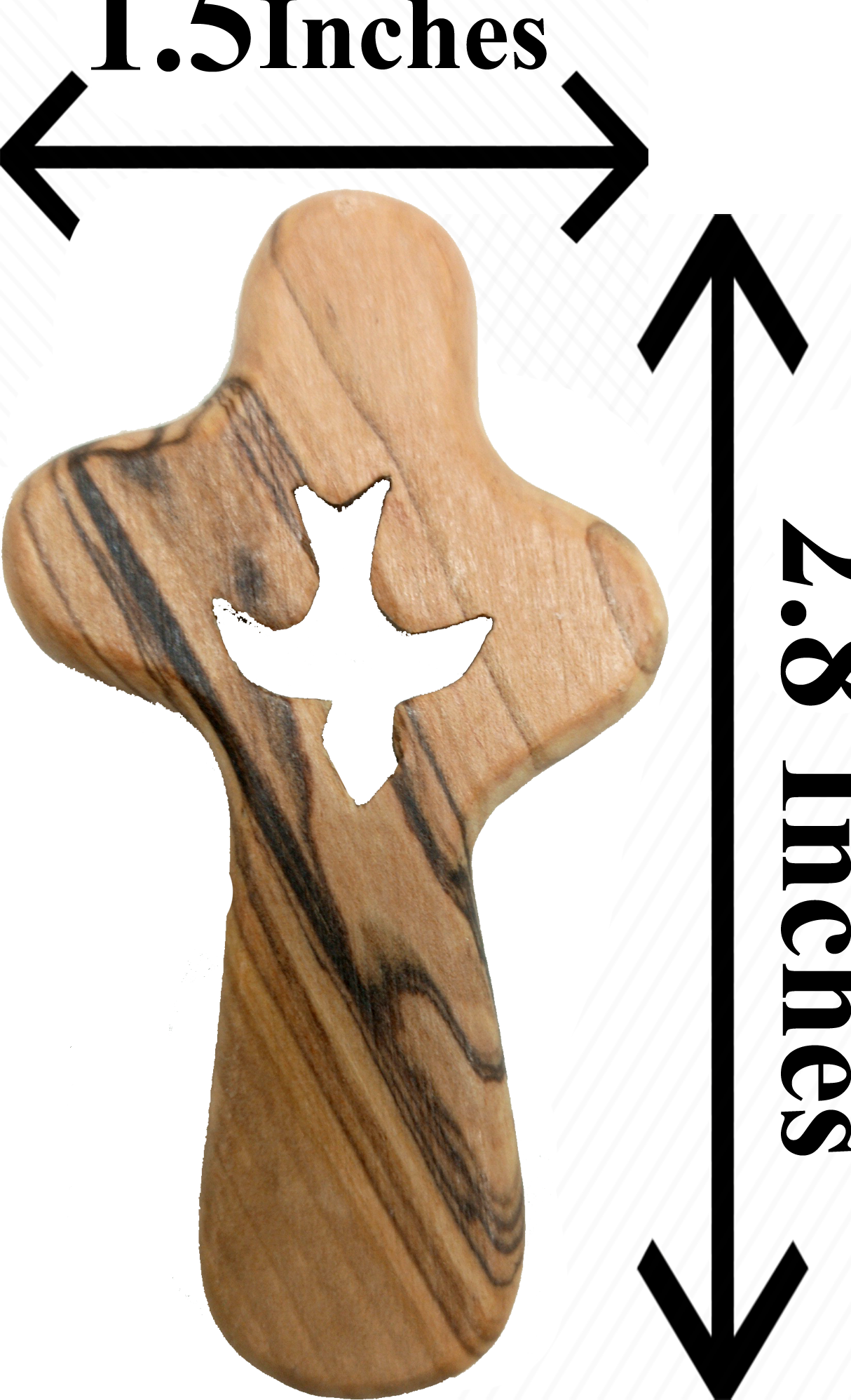 🕊️ Handcrafted Olive Wood Comfort Cross with Dove Cut-Out – Made in Bethlehem | Comes with Gift Bag & Certificate | Zuluf Holy Land Gift