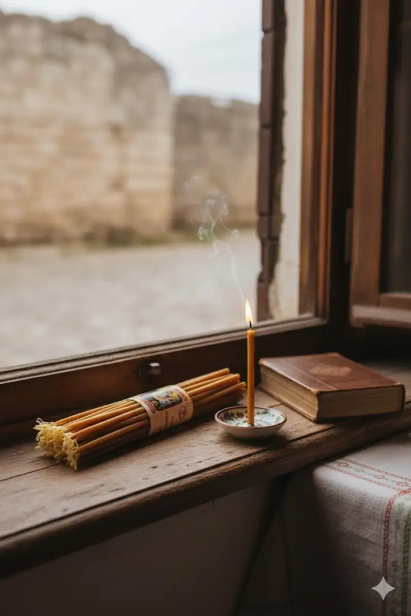 Holy land beeswax prayer candles (3-pack) – 9.6’’ long | handmade in jerusalem | 300g total weight