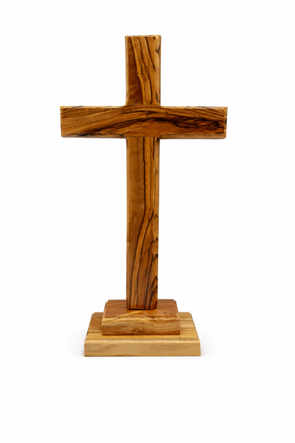 Handmade Olive Wood Cross from Bethlehem – Christian Cross Decor, Holy Land Gift – 6.1" 7.5" 9.25" 11.2" Sizes