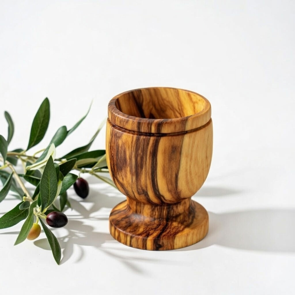 Handcrafted Olive Wood Cup from Bethlehem | Small Wooden Communion or Prayer mini Cup | Holy Land Artisan Craft | 1.57" x 1.38"
