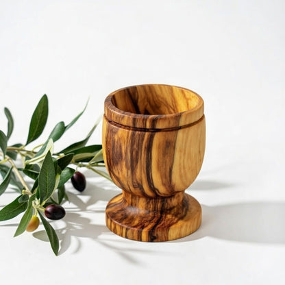 Handcrafted Olive Wood Cup from Bethlehem | Small Wooden Communion or Prayer mini Cup | Holy Land Artisan Craft | 1.57" x 1.38"