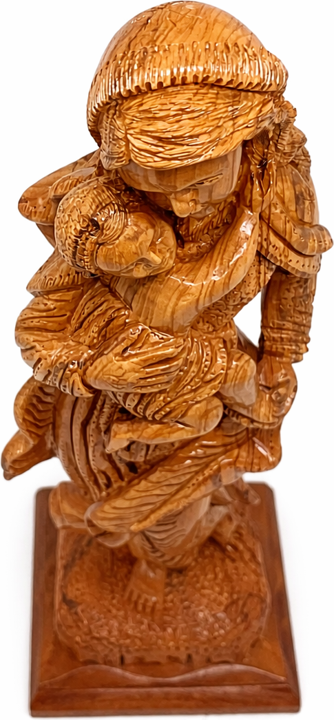 Hand Carved Olive Wood Virgin Mary & Baby Jesus Statue 20.7” | Handmade Holy Land Bethlehem Sculpture