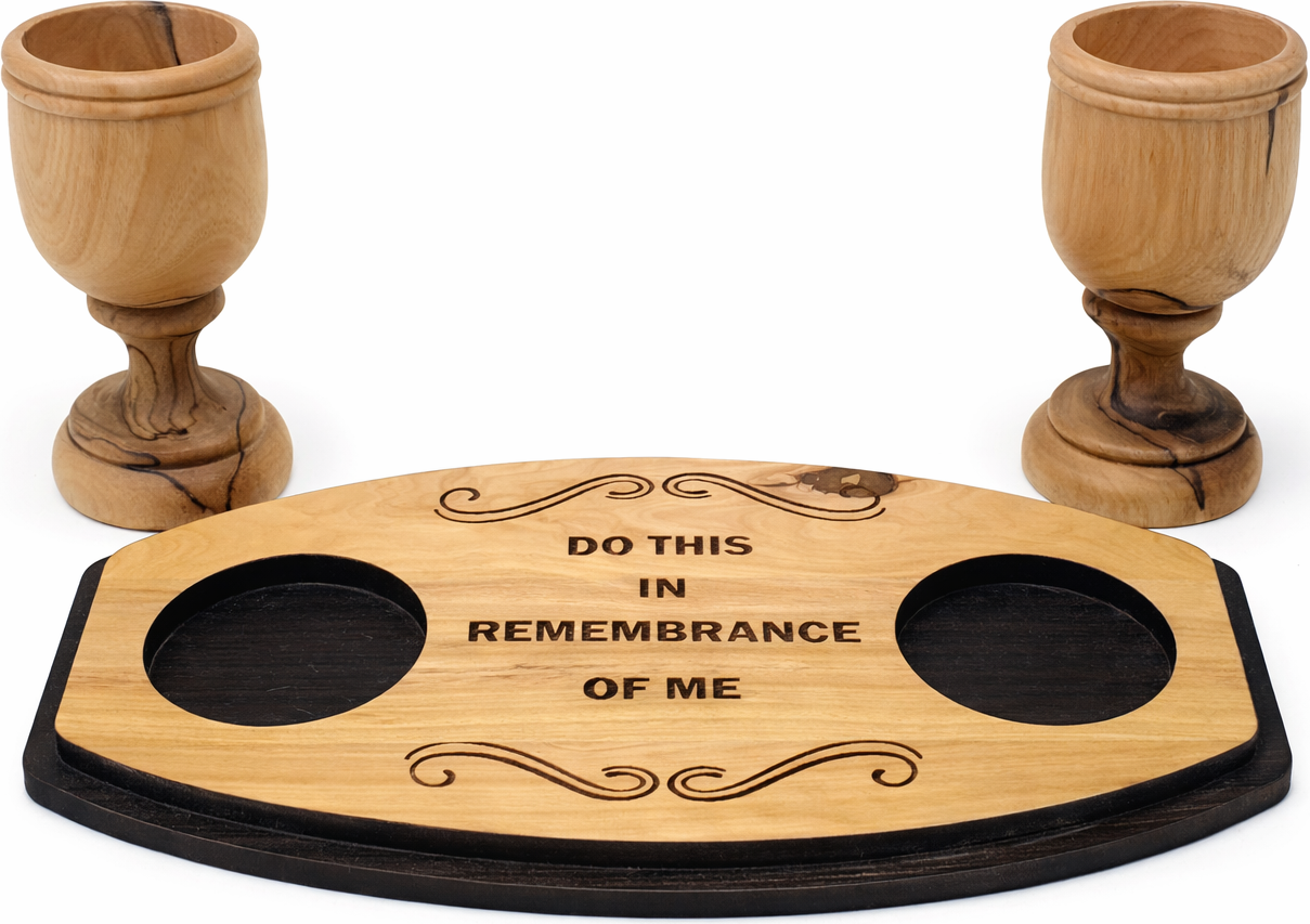 Handmade Olive Wood Wine and Water Tray from Bethlehem