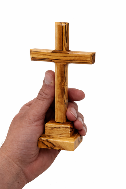 Handmade Olive Wood Cross from Bethlehem – Christian Cross Decor, Holy Land Gift – 6.1" 7.5" 9.25" 11.2" Sizes
